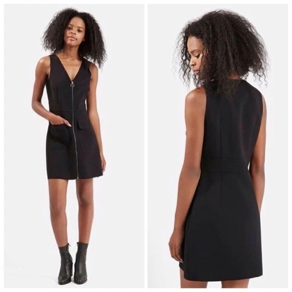 Topshop exposed front zipper sleeveless dress black US 6